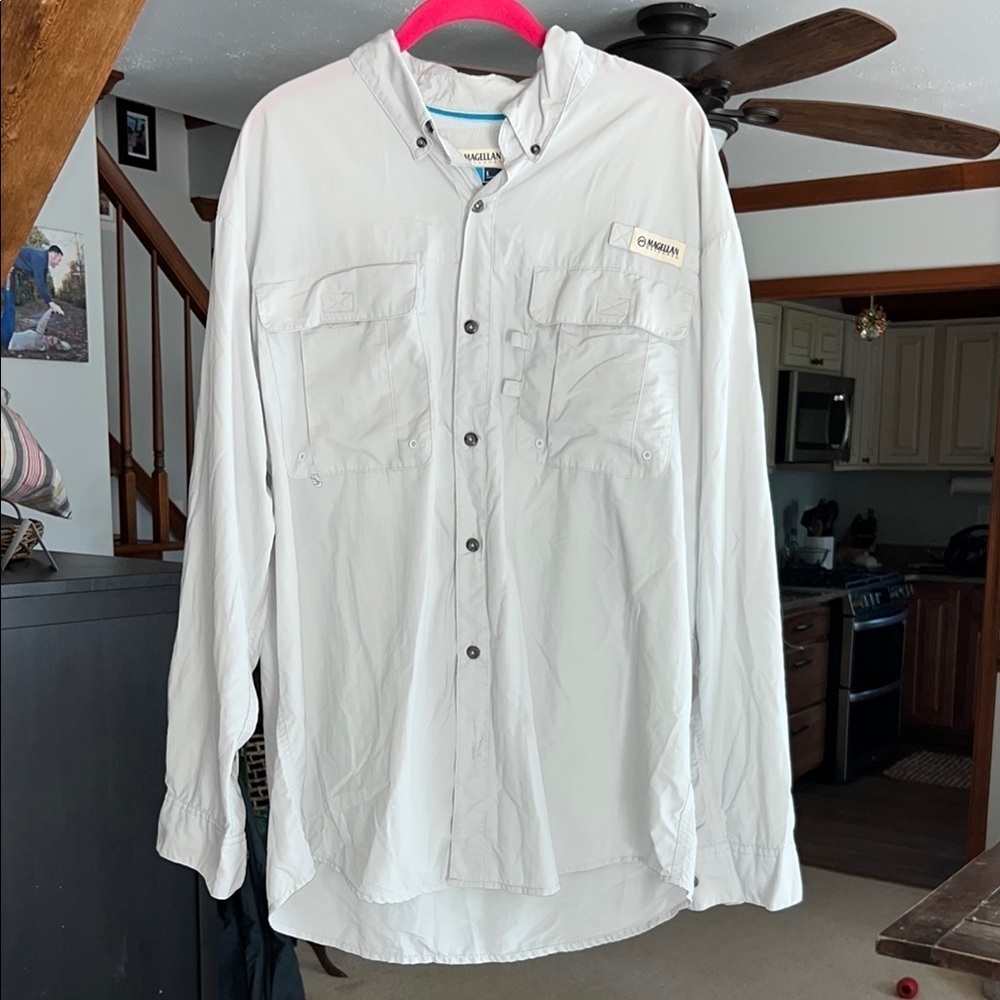 Magellan Outdoors Grey Button Down Shirt Men's Large